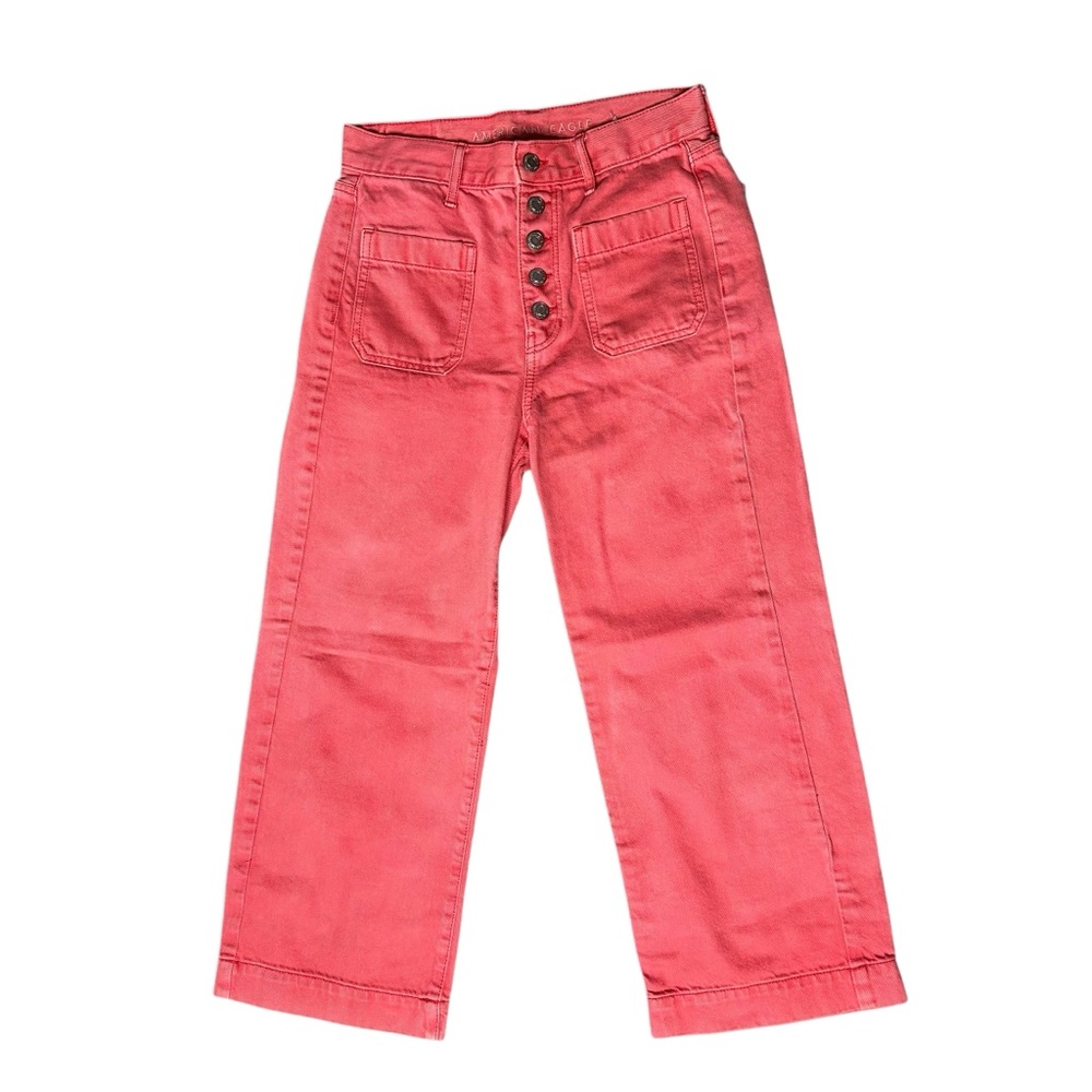 American Eagle Wide Leg Crop Jeans Women’s 2 Short High Rise Retro Cotton